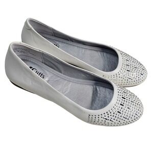 Cliffs by White Mountain Bambina White Rhinestone Ballet Flats Womens 7.5 M